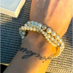 Faux pearl multi strand bracelet